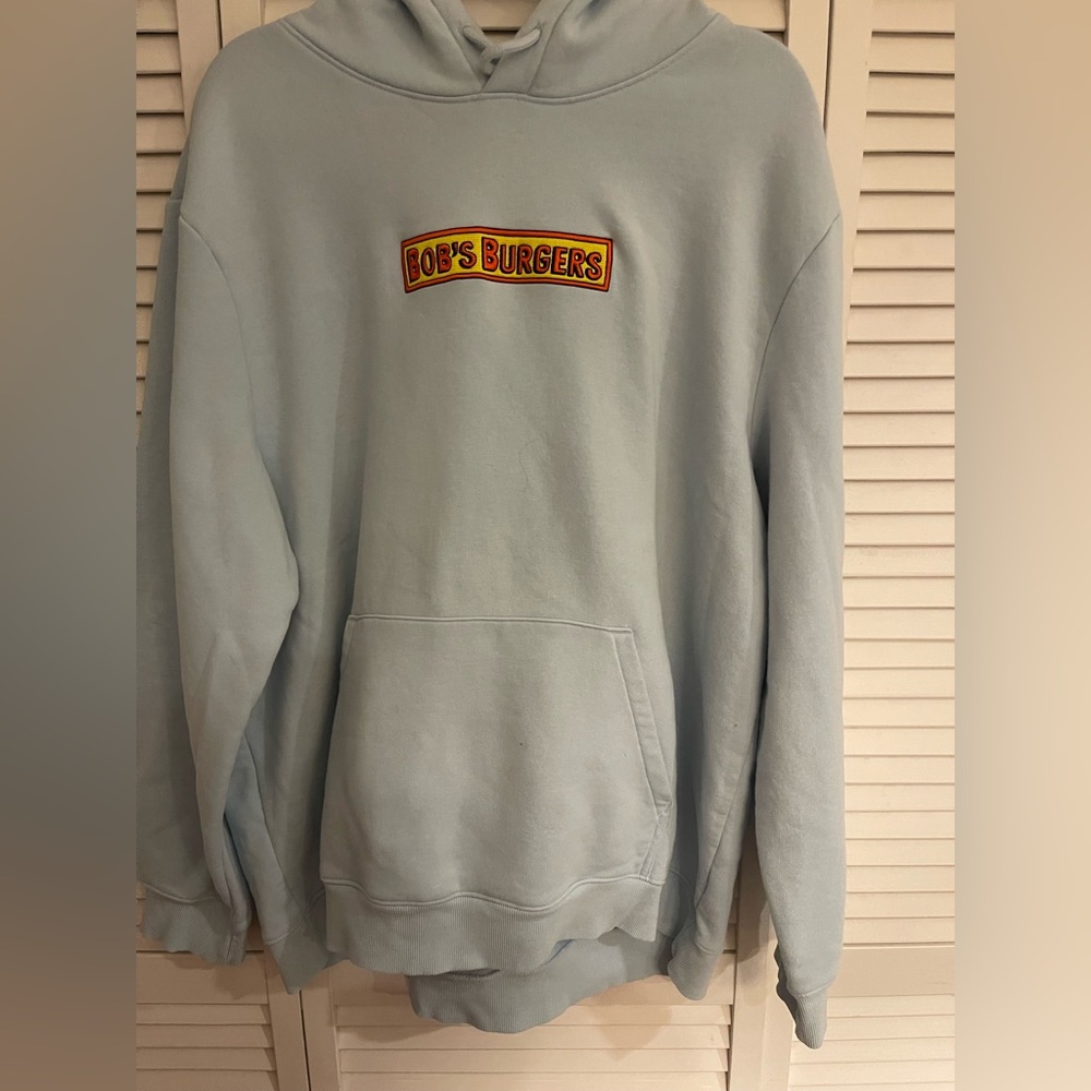 H&M Light Blue Hoodie with Graphic Print of Bobs Burgers - Picture 5 of 7